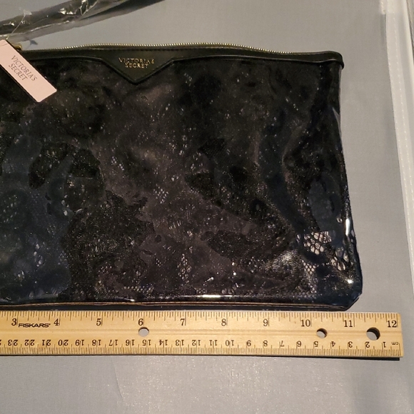Victoria's Secret Lace Glossy Black Clutch with Gold Accents - Picture 5 of 7